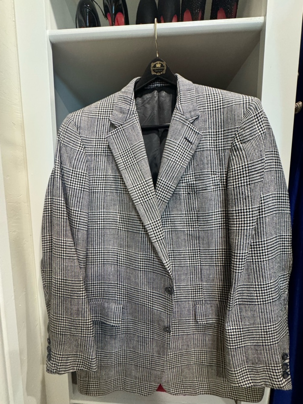 Hickey Freeman Black & White Glen Plaid Blazer